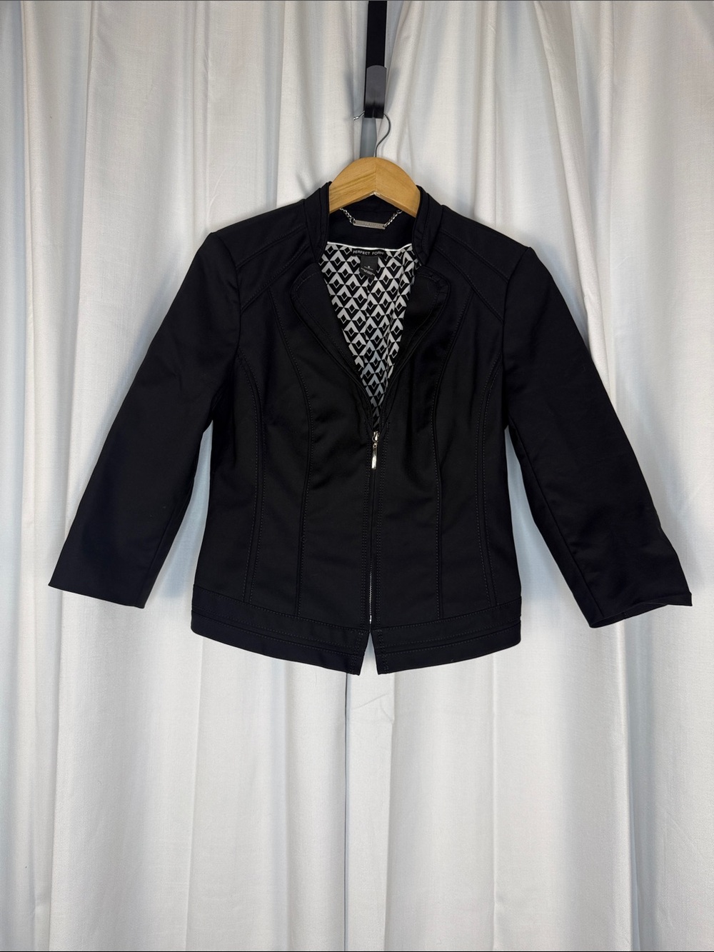 White House Black Market Black Zip-Front Blazer